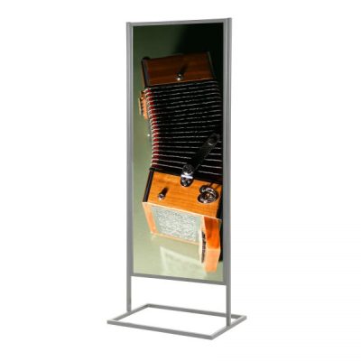 22x70 Metal Info Board Floor Stand with 1 Tier - Silver
