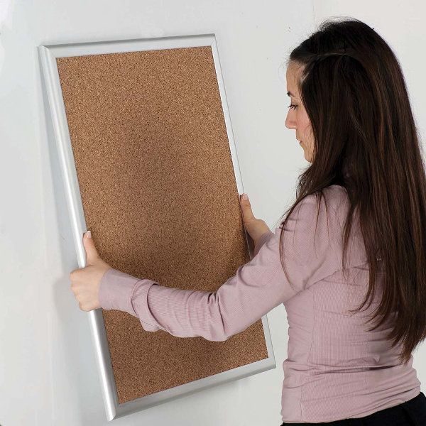 Cork Bulletin Board 16"w x 22"h Silver Aluminum Frame