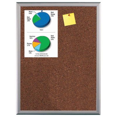 Cork Bulletin Board 16"w x 22"h Silver Aluminum Frame