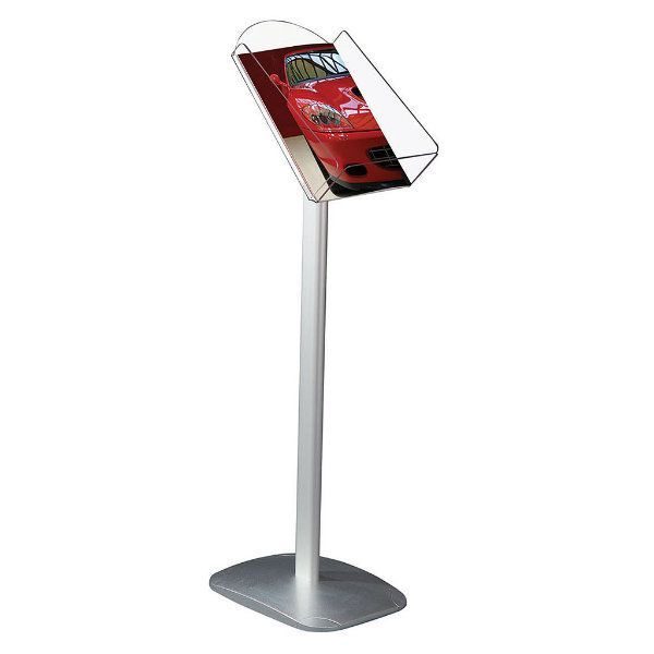 Decorative Brochure Stand 8.5" x 11" Paper Area, Portrait Silver