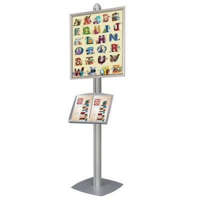 Free Standing Displays with Frames Shelf Single Sided Silver 4 Channel