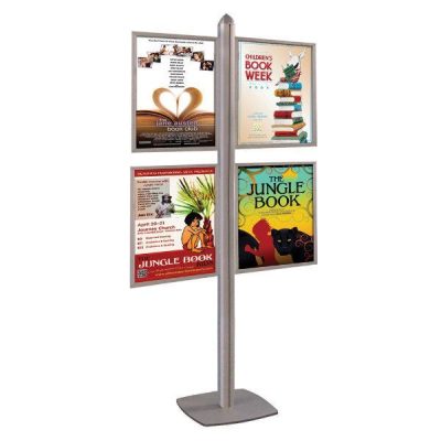 Free Standing Displays with Slide in Frames Double Sided Silver