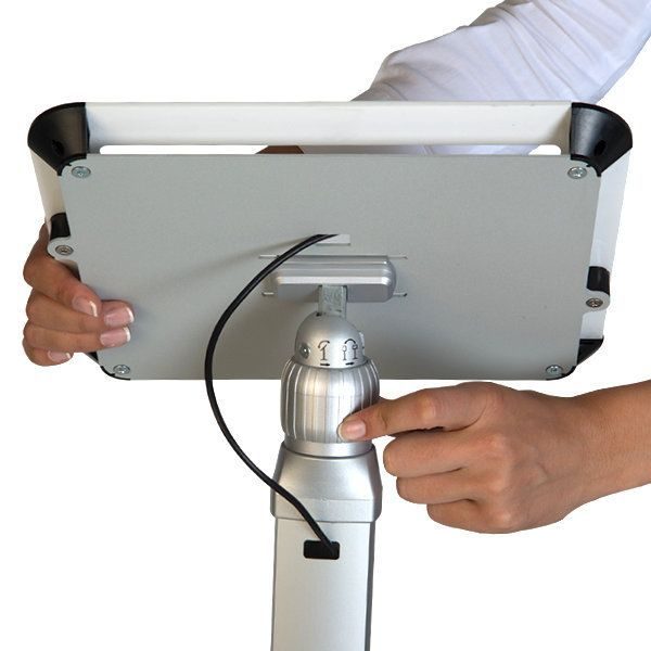 iPad Stand Fixed Height with White Aluminum Top Cover, iPad 2, 3, 4