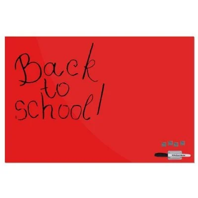 Magnetic Glass Board Red, 23.63" x 35.44" With A Pen & 4 Magnetic Pins