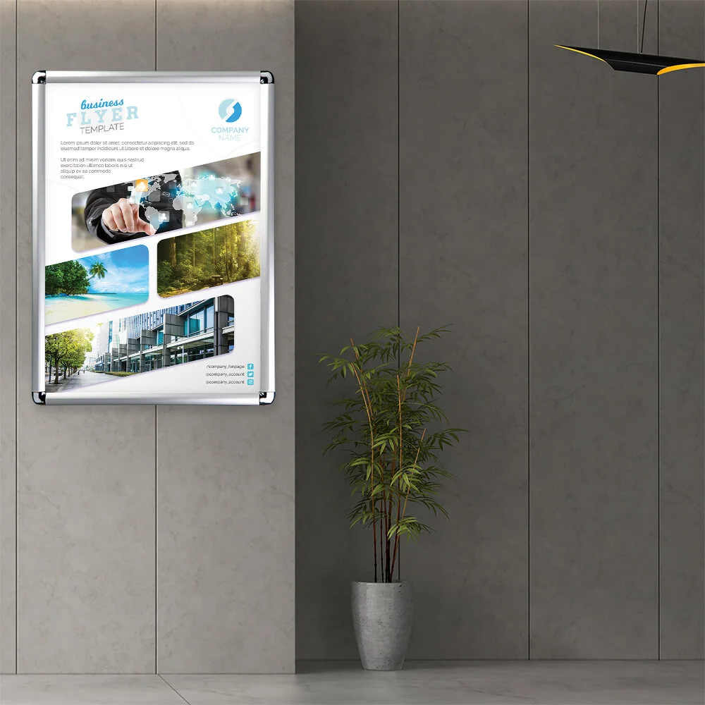 nap-poster-frame-1 Snap poster frame hanging in an office building