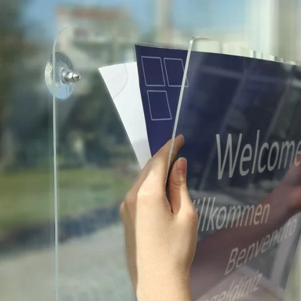 11"w x 14"h Acrylic Clear Sign Holder Portrait For Window 11"w x 14"h Acrylic Clear Sign Holder Portrait For Window