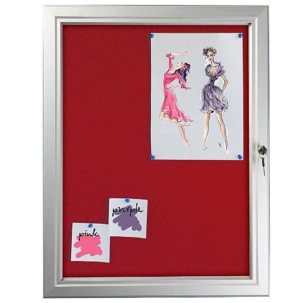 4x(8.5" x 11") Red Felt Enclosed Bulletin Board Outdoor Use