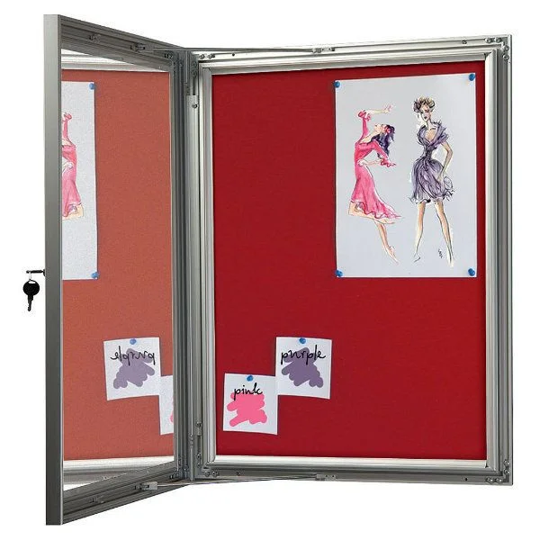 4x(8.5" x 11") Red Felt Enclosed Bulletin Board Outdoor Use