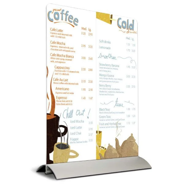 8.5"w x 11"h Swing Wing Sign Holder Portrait - Base & Clear Acrylic 8.5"w x 11"h Swing Wing Sign Holder Portrait - Base & Clear Acrylic