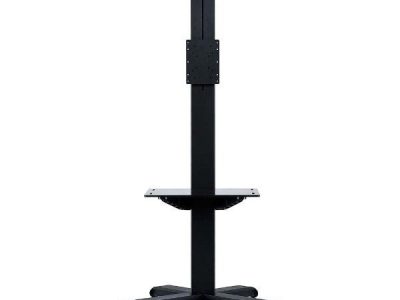 Tv Stand - Mobile Lcd Workstation Black With Black Shelf