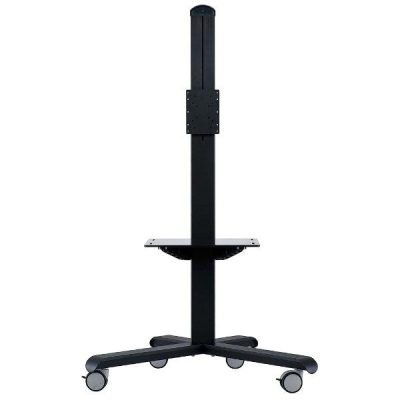 Tv Stand - Mobile Lcd Workstation Black With Black Shelf