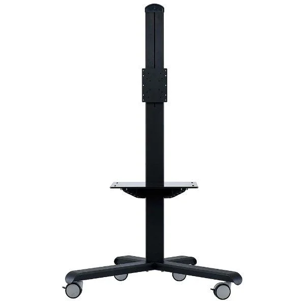 Tv Stand - Mobile Lcd Workstation Black With Black Shelf Tv Stand - Mobile Lcd Workstation Black With Black Shelf
