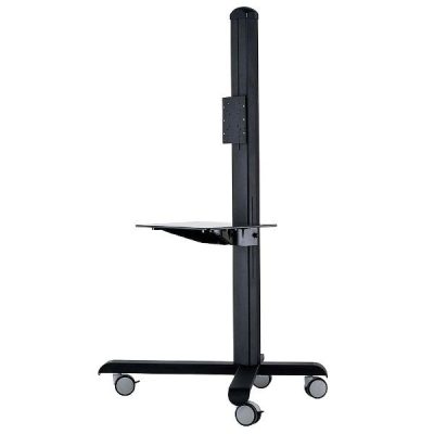 Tv Stand - Mobile Lcd Workstation Black With Black Shelf