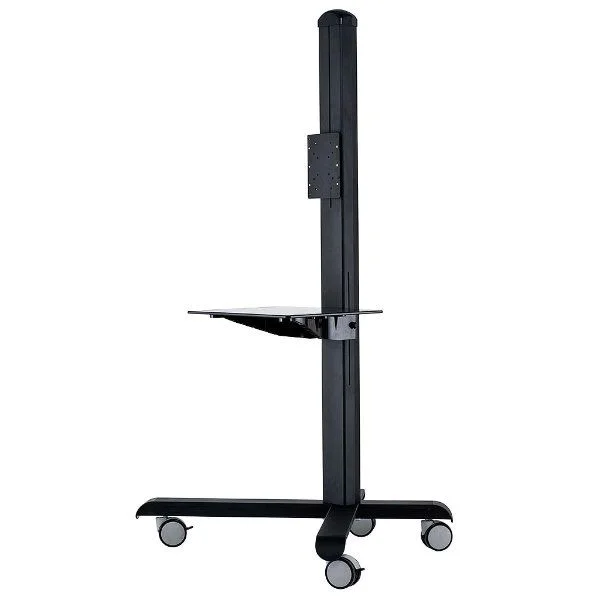 Tv Stand - Mobile Lcd Workstation Black With Black Shelf Tv Stand - Mobile Lcd Workstation Black With Black Shelf