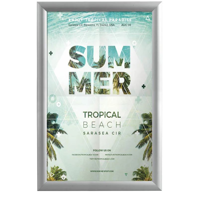 11x17 Weatherproof Snap Poster Frame - 1 inch Silver Profile 11x17 Weatherproof Snap Poster Frame - 1 inch Silver Profile