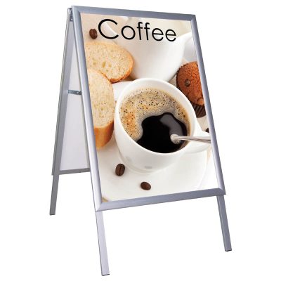 22x28 Weatherproof A Board Sidewalk Sign 1.38 inch Silver Profile 