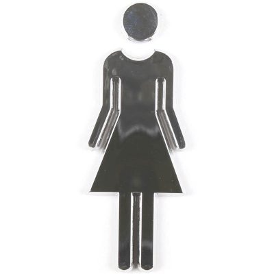 Chrome coated 3.62" high toilet sign female