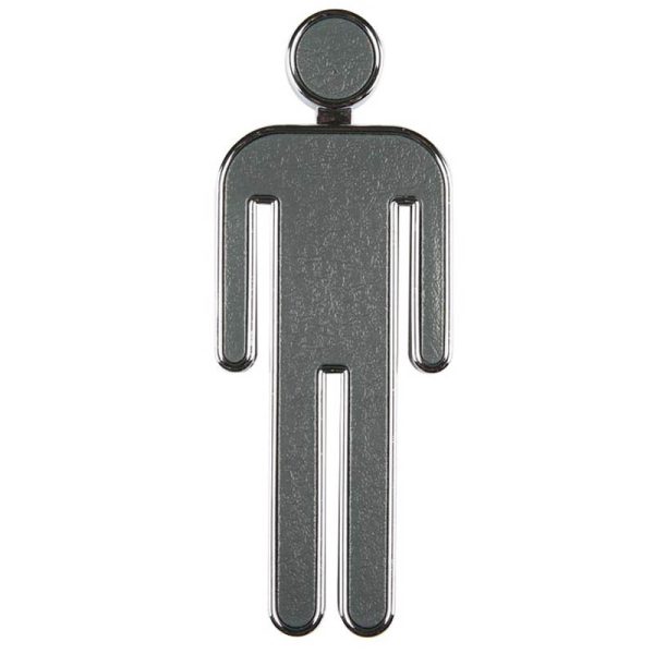 Chrome coated 3.94" high  toilet sign men grey panel