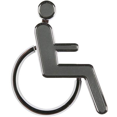Chrome coated 3D handicap sign grey panel