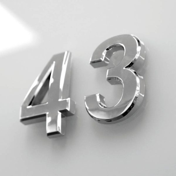 Chrome coated plastic House numbers.Silver