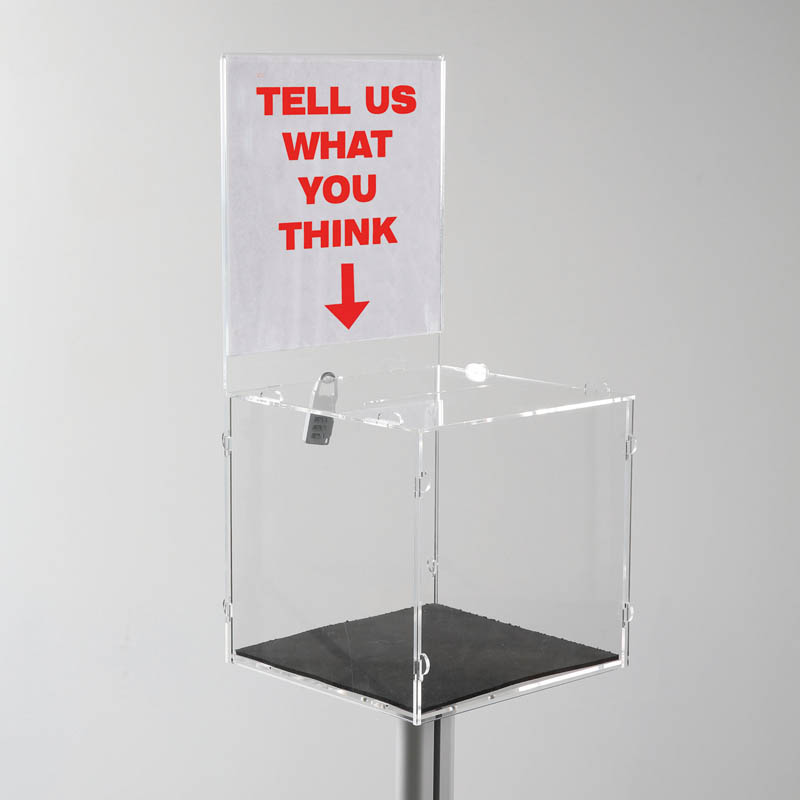 Clear locking Floor Stand 12" x 12" with Logo Clear locking Floor Stand 12" x 12" with Logo