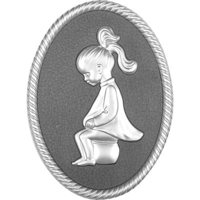 Oval shape Silver framed plastic injected toilet sign,women.