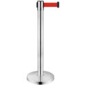 Stanchion with Retractable Red Belt - Made of Stainless Steel