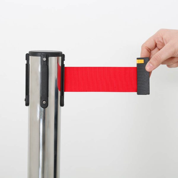 Stanchion with Retractable Red Belt - Made of Stainless Steel