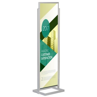 22x69 Portable Eco Infoboard Display Stand Silver