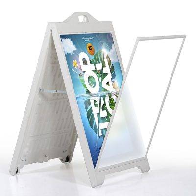 24″w x 36″h SignPro Sidewalk Sign – White With Lens