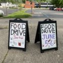 SignPro Sidewalk Sign - Black - Advertising a food drive