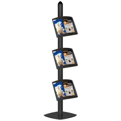 Free Standing Displays with 3 Shelves Single Sided Black 4 Channel