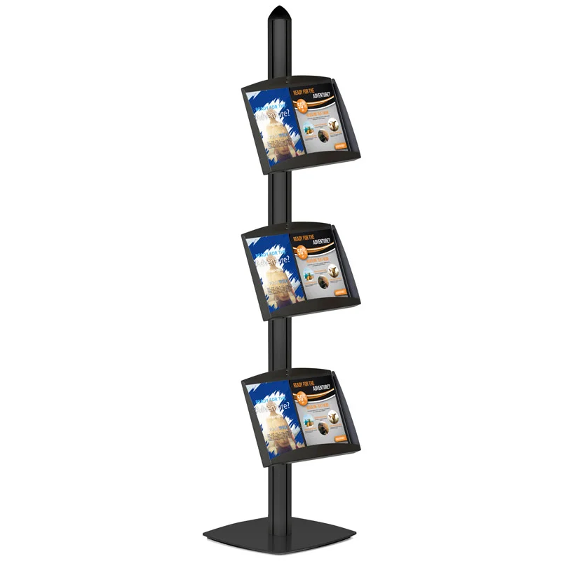Free Standing Displays with 3 Shelves Single Sided Black 4 Channel Free Standing Displays with 3 Shelves Single Sided Black 4 Channel