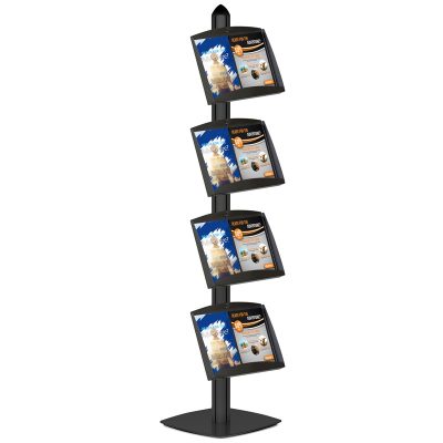 Free Standing Displays with 4 Shelves Single Sided Black 4 Channel