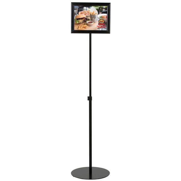 Floor-Sign-Stand-Holder-With-Telescoping-Pole-Black-Double-Sided-Slide-In-Frame-8.5x11