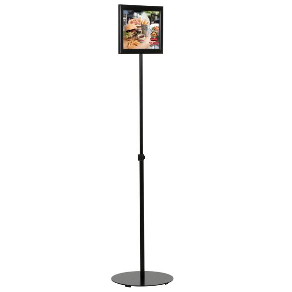 Floor-Sign-Stand-Holder-With-Telescoping-Pole-Black-Double-Sided-Slide-In-Frame-8.5x11