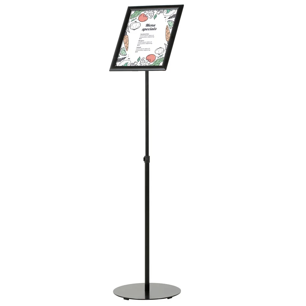 Floor-Sign-Stand-Holder-With-Telescoping-Pole-Black-Snap-Frame-11x17-01 Floor-Sign-Stand-Holder-With-Telescoping-Pole-Black-Snap-Frame-11x17-01
