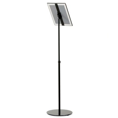 Floor-Sign-Stand-Holder-With-Telescoping-Pole-Black-Snap-Frame-8.5x11-11