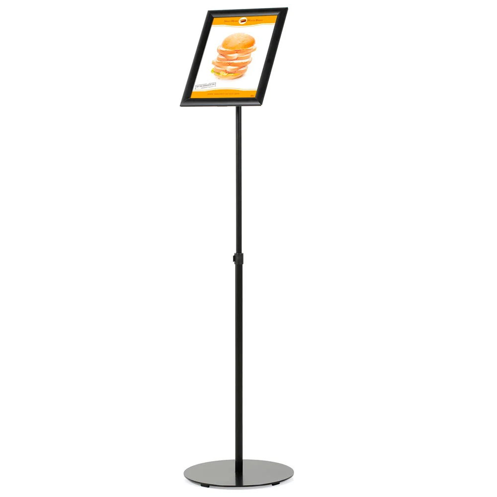 Floor-Sign-Stand-Holder-With-Telescoping-Pole-Black-Snap-Frame-8.5x11 Floor-Sign-Stand-Holder-With-Telescoping-Pole-Black-Snap-Frame-8.5x11