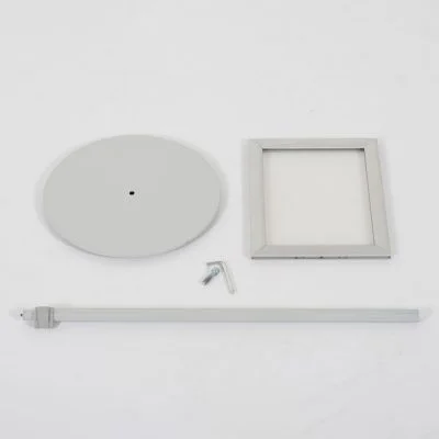 Floor-Sign-Stand-Holder-With-Telescoping-Pole-Silver-Double-Sided-Slide-In-Frame-11x17