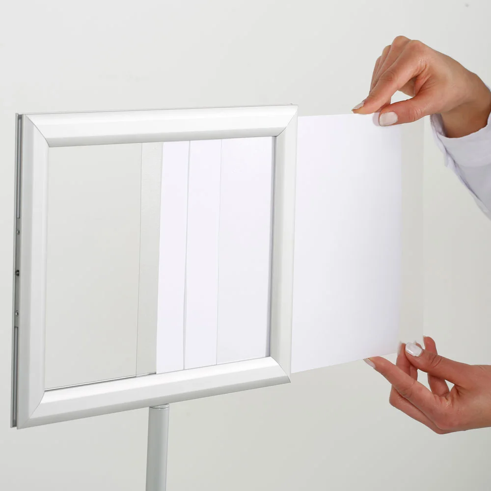 Floor-Sign-Stand-Holder-With-Telescoping-Pole-Silver-Double-Sided-Slide-In-Frame-11x17-11 Floor-Sign-Stand-Holder-With-Telescoping-Pole-Silver-Double-Sided-Slide-In-Frame-11x17