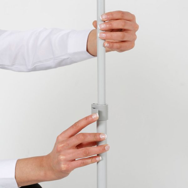 Floor-Sign-Stand-Holder-With-Telescoping-Pole-Silver-Double-Sided-Slide-In-Frame-8.5x11