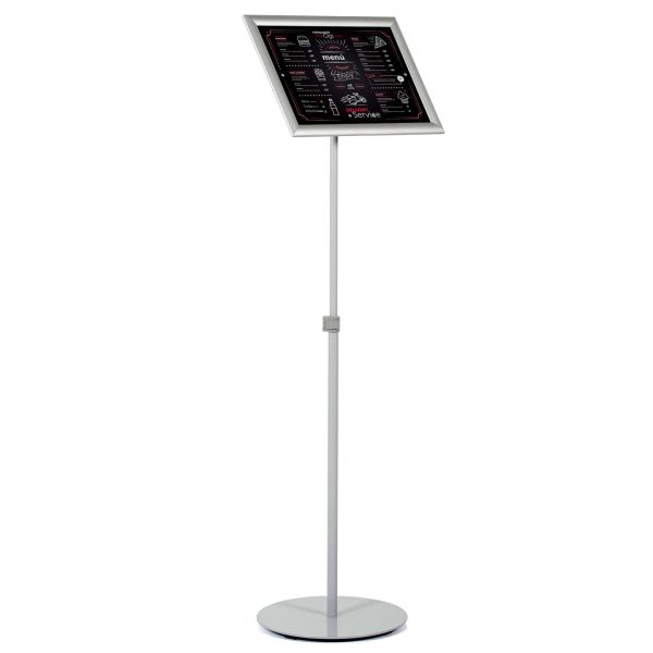 Floor-Sign-Stand-Holder-With-Telescoping-Pole-Silver-Snap-Frame-11x17