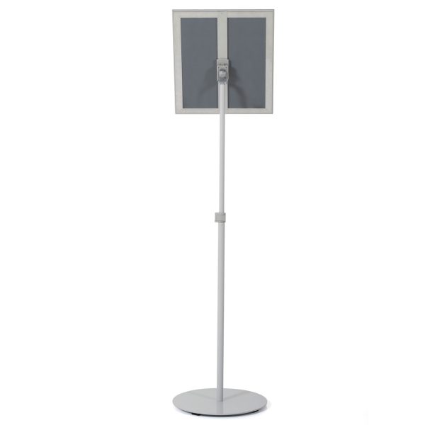 Floor-Sign-Stand-Holder-With-Telescoping-Pole-Silver-Snap-Frame-11x17