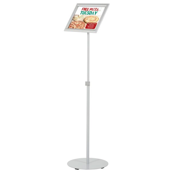 Floor-Sign-Stand-Holder-With-Telescoping-Pole-Silver-Snap-Frame-8.5x11