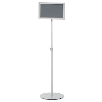 Floor-Sign-Stand-Holder-With-Telescoping-Pole-Silver-Snap-Frame-8.5x11