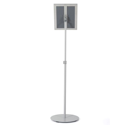 Floor-Sign-Stand-Holder-With-Telescoping-Pole-Silver-Snap-Frame-8.5x11