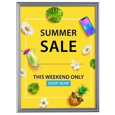 Fancy Frame 40 X 60 Poster Size 1.58 Silver Color Profile, Mitered Corner