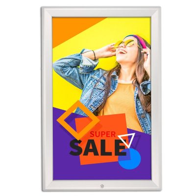 Lockable Snap Frame 11 X 17 Poster Size 1.25 Silver Color Profile, Mitered Corner