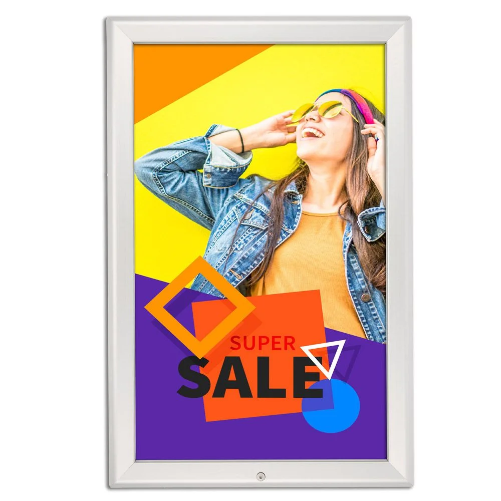 Lockable Snap Frame 11 X 17 Poster Size 1.25 Silver Color Profile, Mitered Corner Lockable Snap Frame 11 X 17 Poster Size 1.25 Silver Color Profile, Mitered Corner